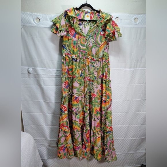 FARM Rio Dresses & Skirts - FARM Rio Tropical Floral Maxi Dress in Green and Pink